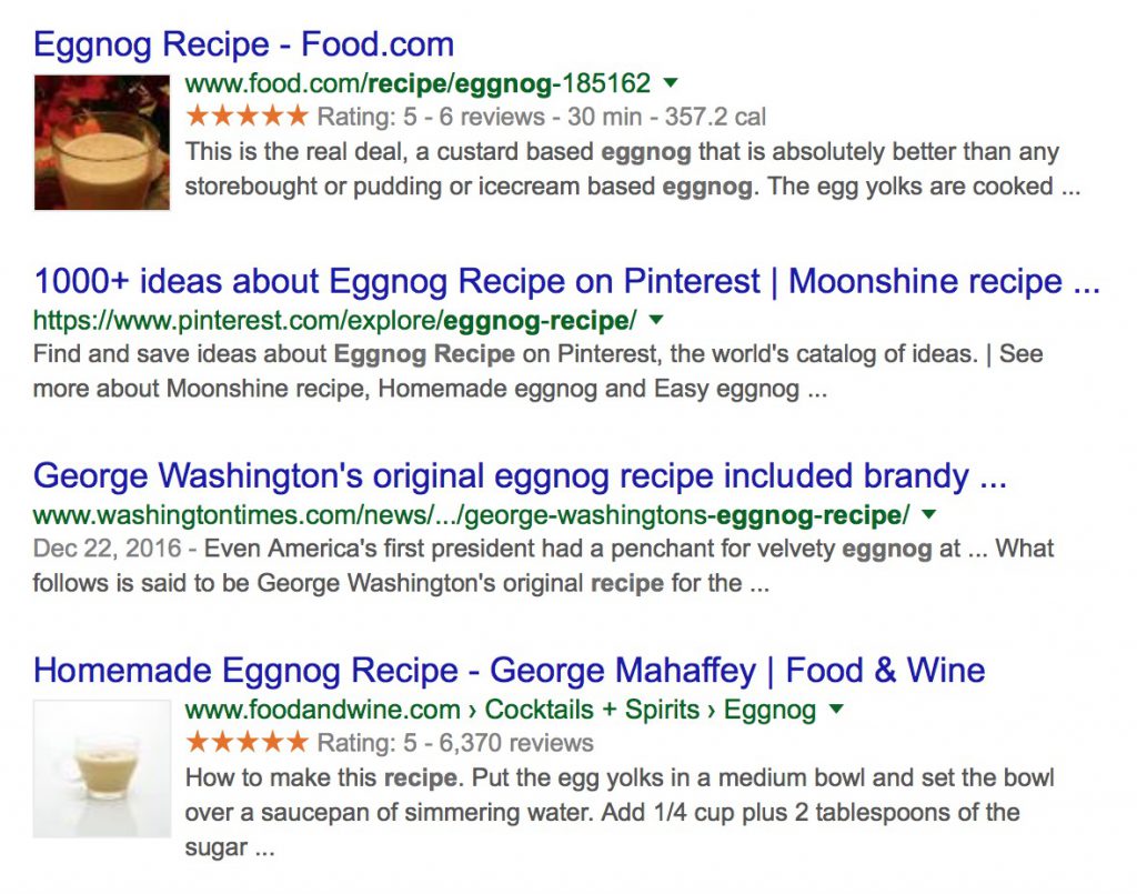 Google Search Recipe Eggnog