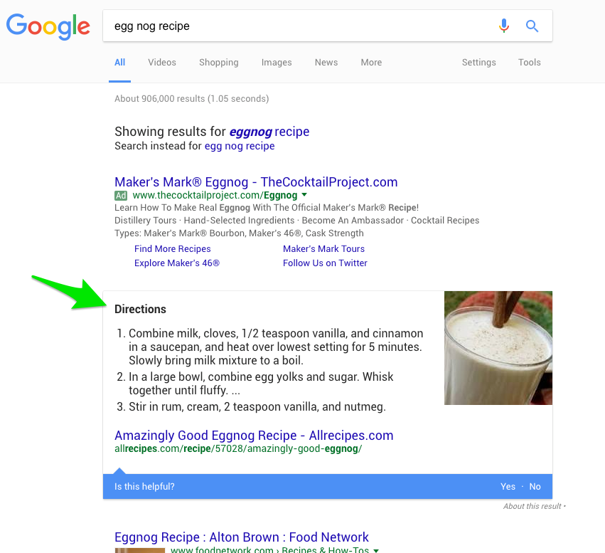 Google Search Recipe Eggnog