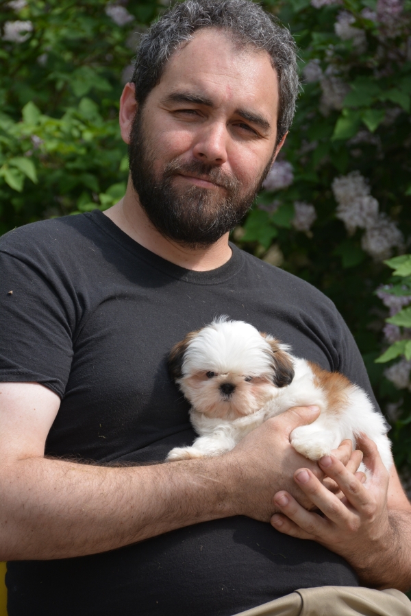 Her son Aaron helps Janice with the dog breeding business.