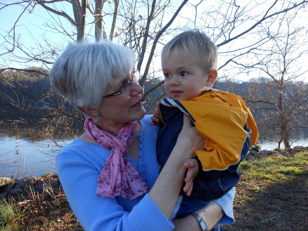 Mary spending quality time with her grandson.