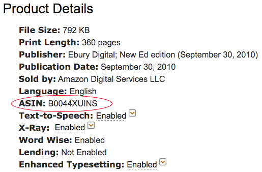 Amazon Kindle product details.