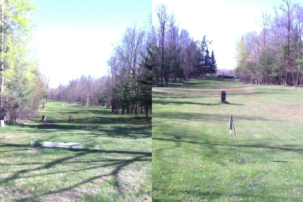 Dan's backyard golf course and shooting range, all built by him in his spare time.