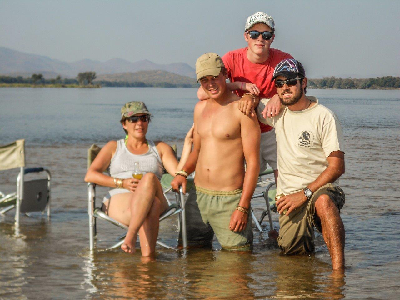 Tony, Boo and their two sons enjoying family time at the Zambezi River