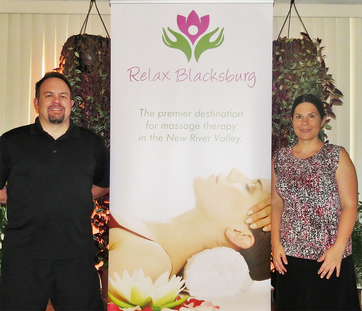Melissa and Brian proudly presenting their "Relax Blacksburg" clinic.