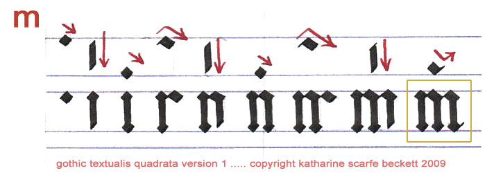 Example of the free calligraphy tutorial images on Katharine's site.