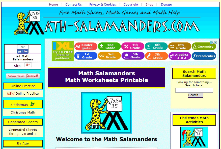 Math Salamanders Homepage