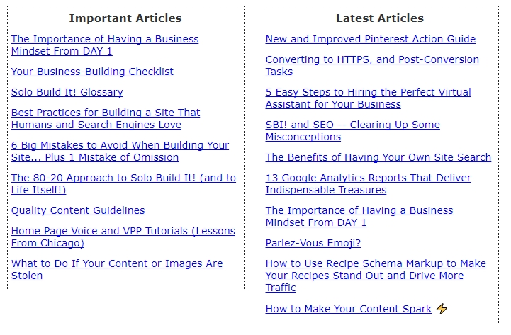 Small sample of the business-building articles
