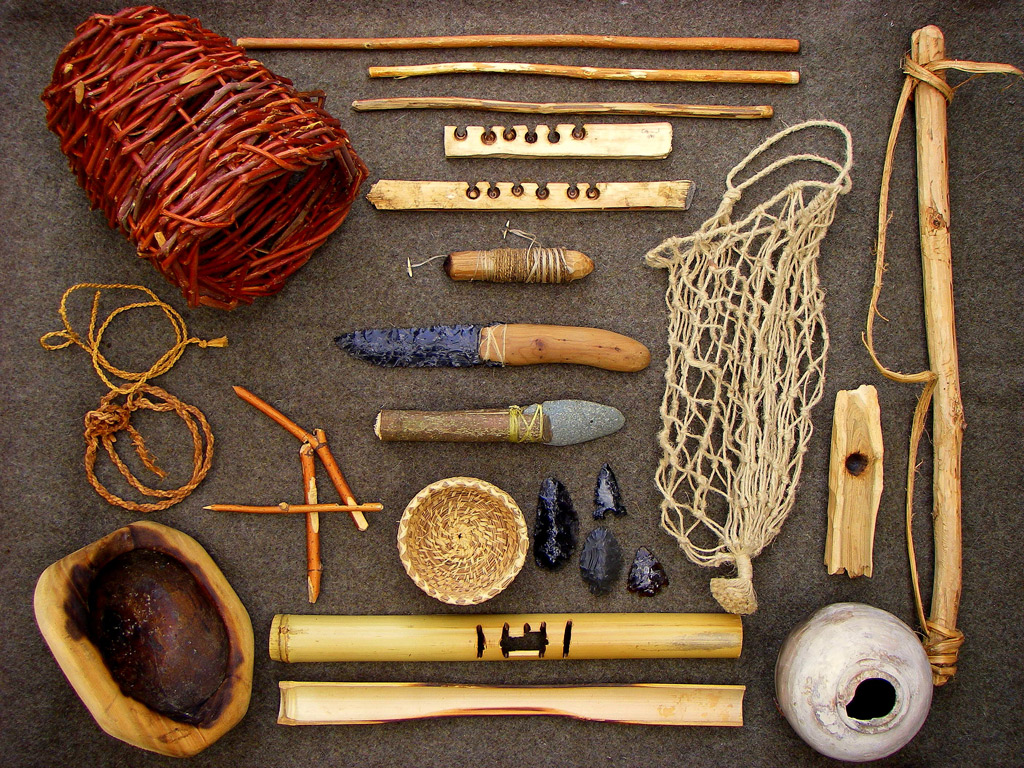 A collection of wilderness survival crafts.
