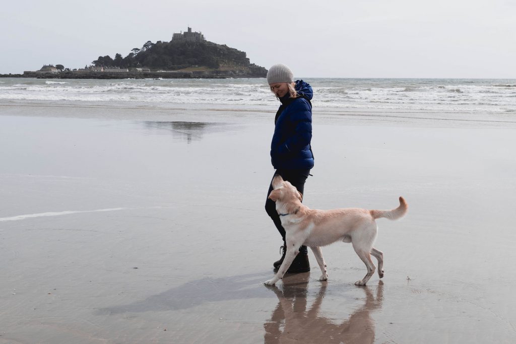 Enjoying the little pleasures of life with her dog "Storm."