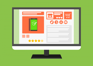 illustration of ecommerce site on computer screen