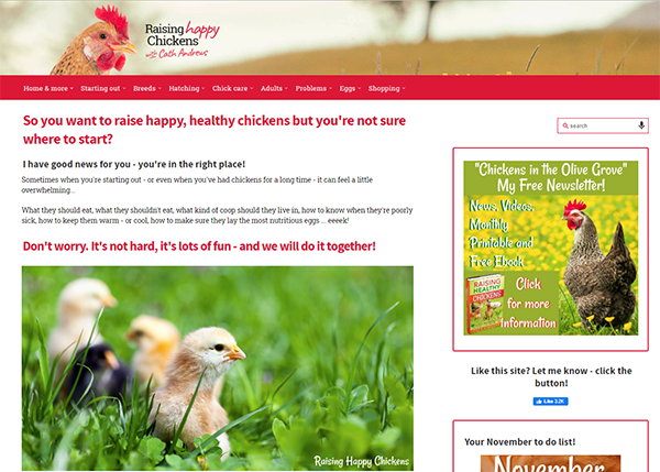 Example of a landing page taken from raising-happy-chickens.com