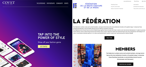 Example landing pages from the fashion industry
