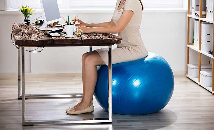 balance ball at a desk tip to be comfortable working from home