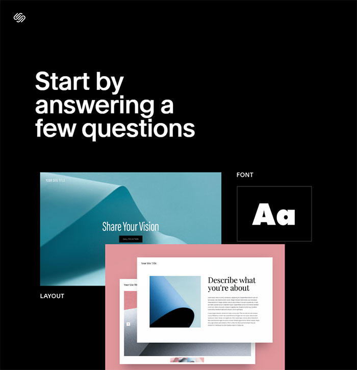 Screenshot of the Squarespace home page