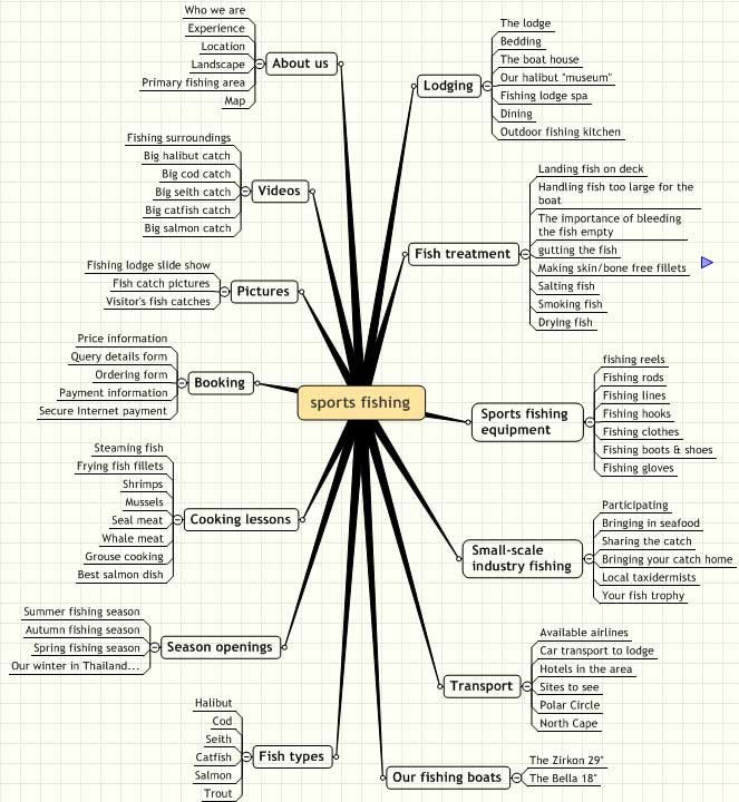Example of mindmap used in content mapping