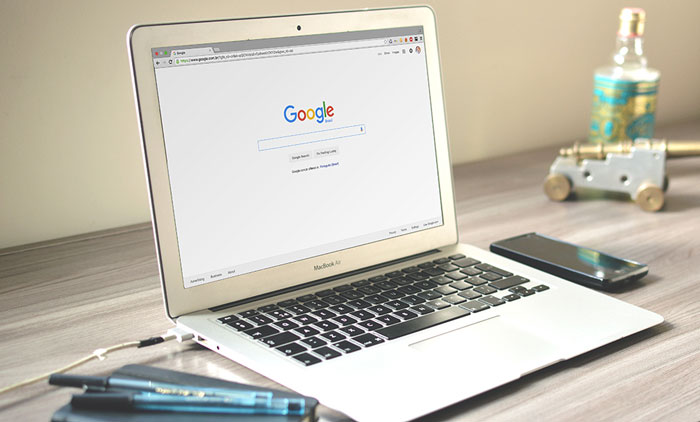 Laptop with the Google Search Engine web page