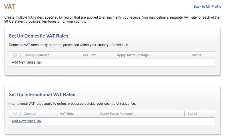 PayPal Tax Setup