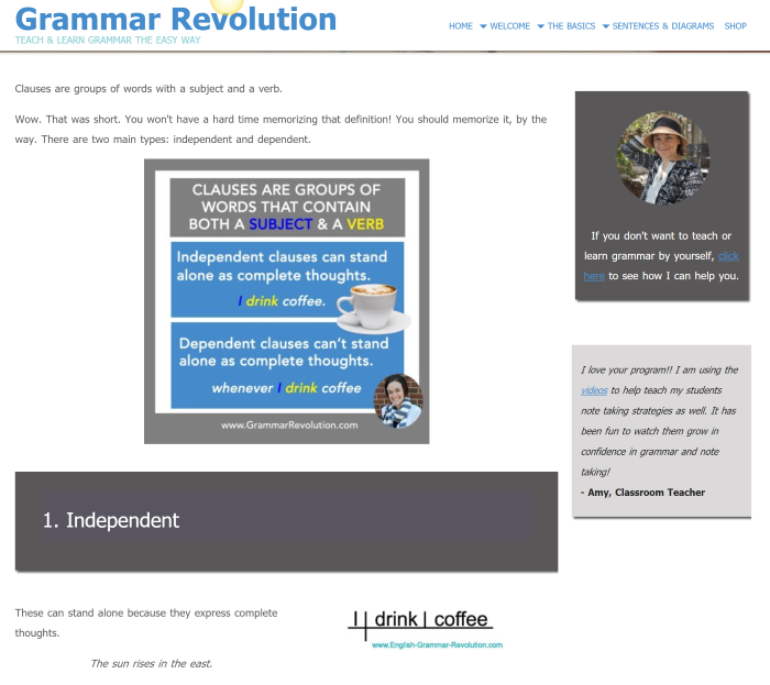 The Grammar Revolution ad stands out because it's at the top of the side column.