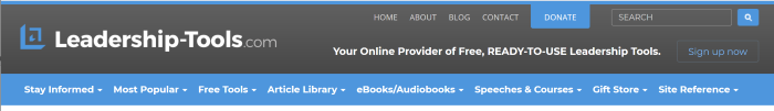 Leadership-Tools.com added a Call to Action button in the website's header.