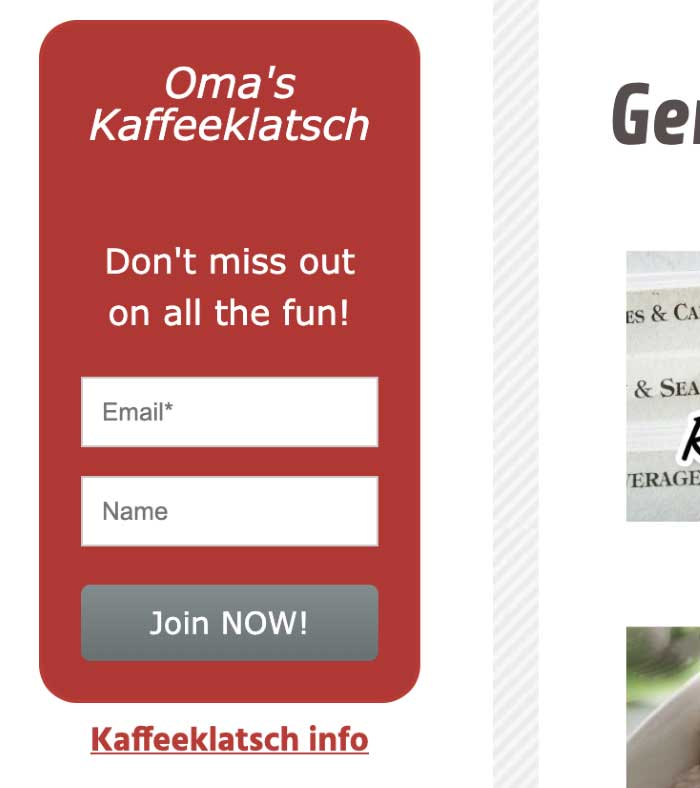 The new sign up form had more color, and matched Gerhild's site.