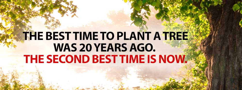 The best time to plant a tree was 20 years ago. The second best time is now.