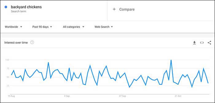 Google Trends report for backyard chickens