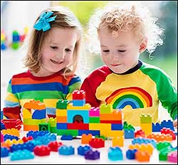 Children playing with blocks