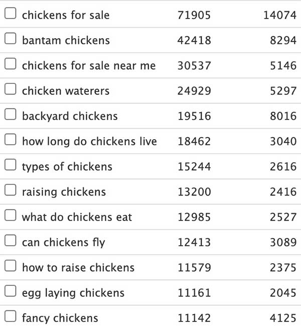 List of Niche Keywords