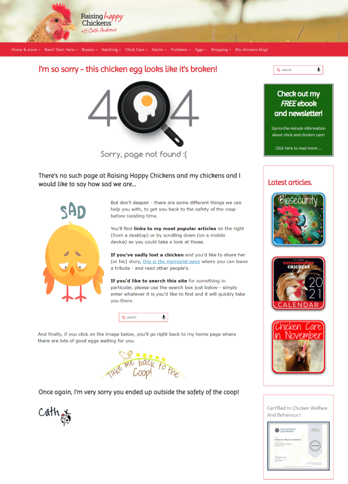 Long form humor on 404 page CTA