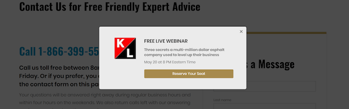 Webinar reservation CTA