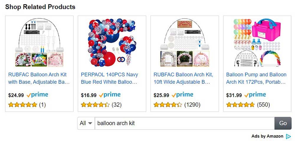 Amazon custom search ad