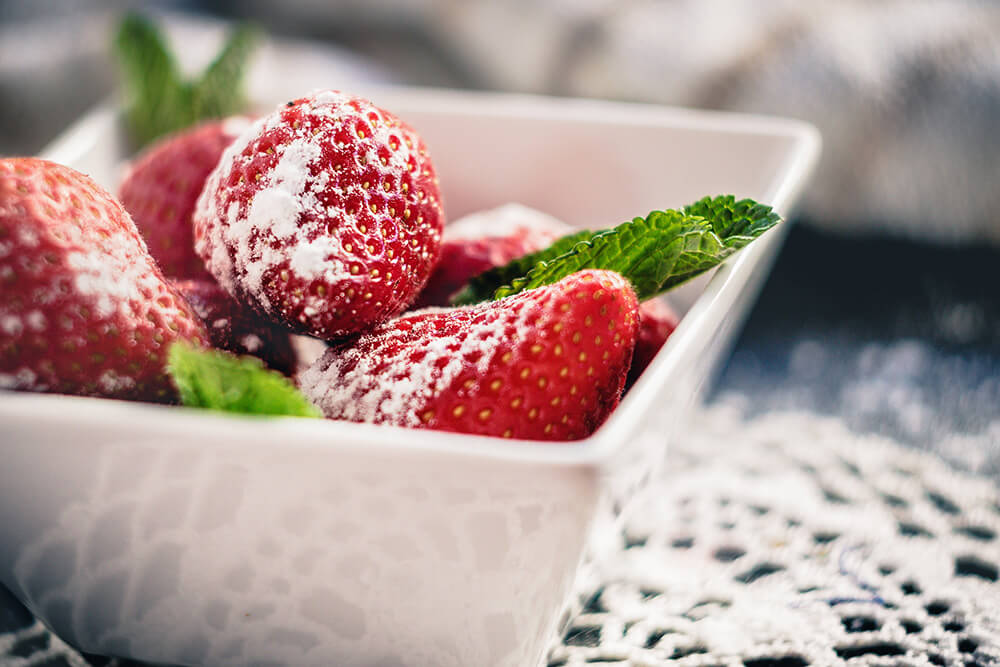 Strawberries posed for photography