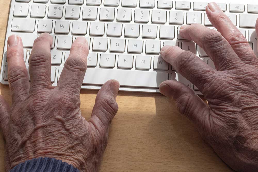 Roger's hands at the keyboard.