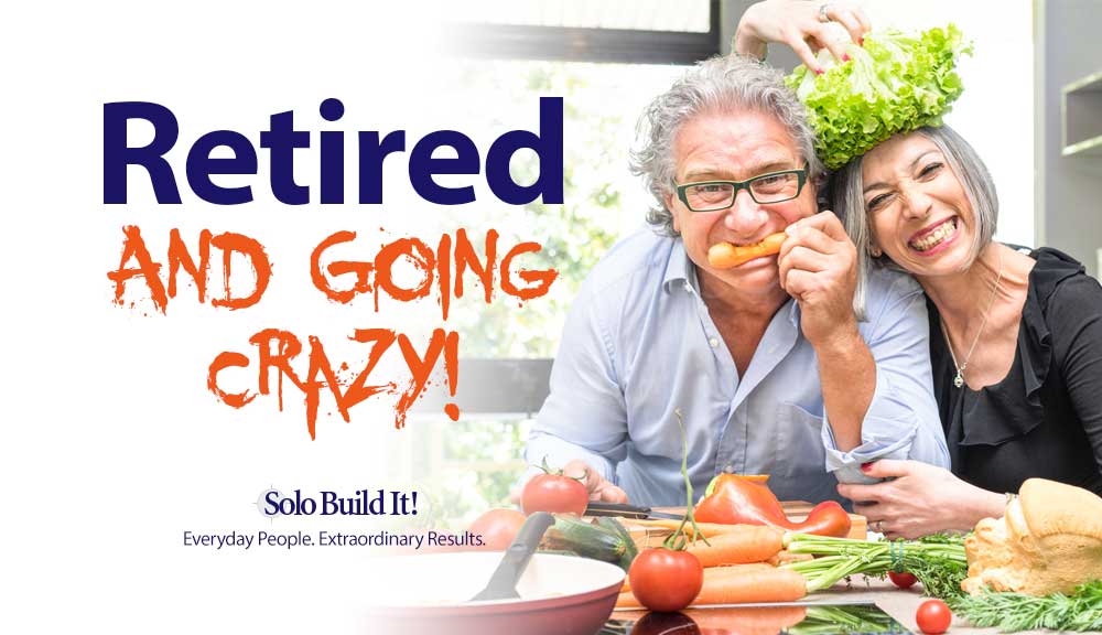 man and woman eating veggies trying not to go crazy in retirement