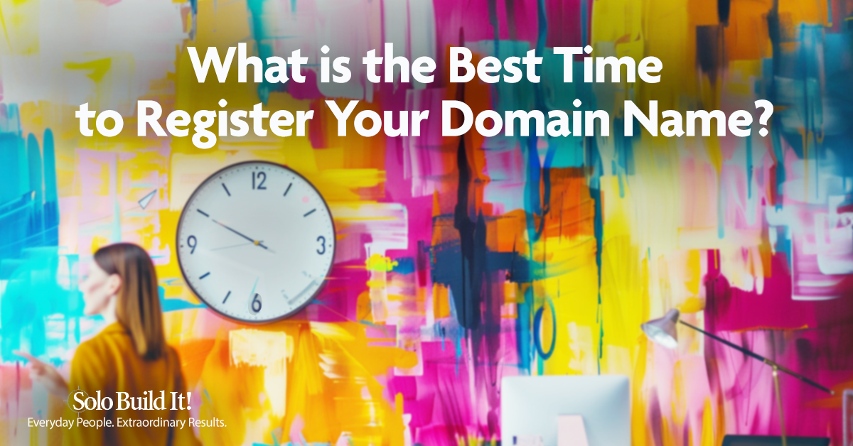 woman pondering best time to register your domain name